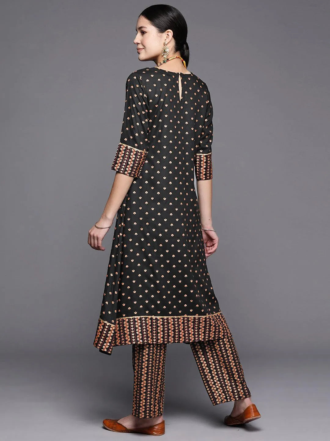 Black Yoke Design Rayon A-Line Kurta - Libas