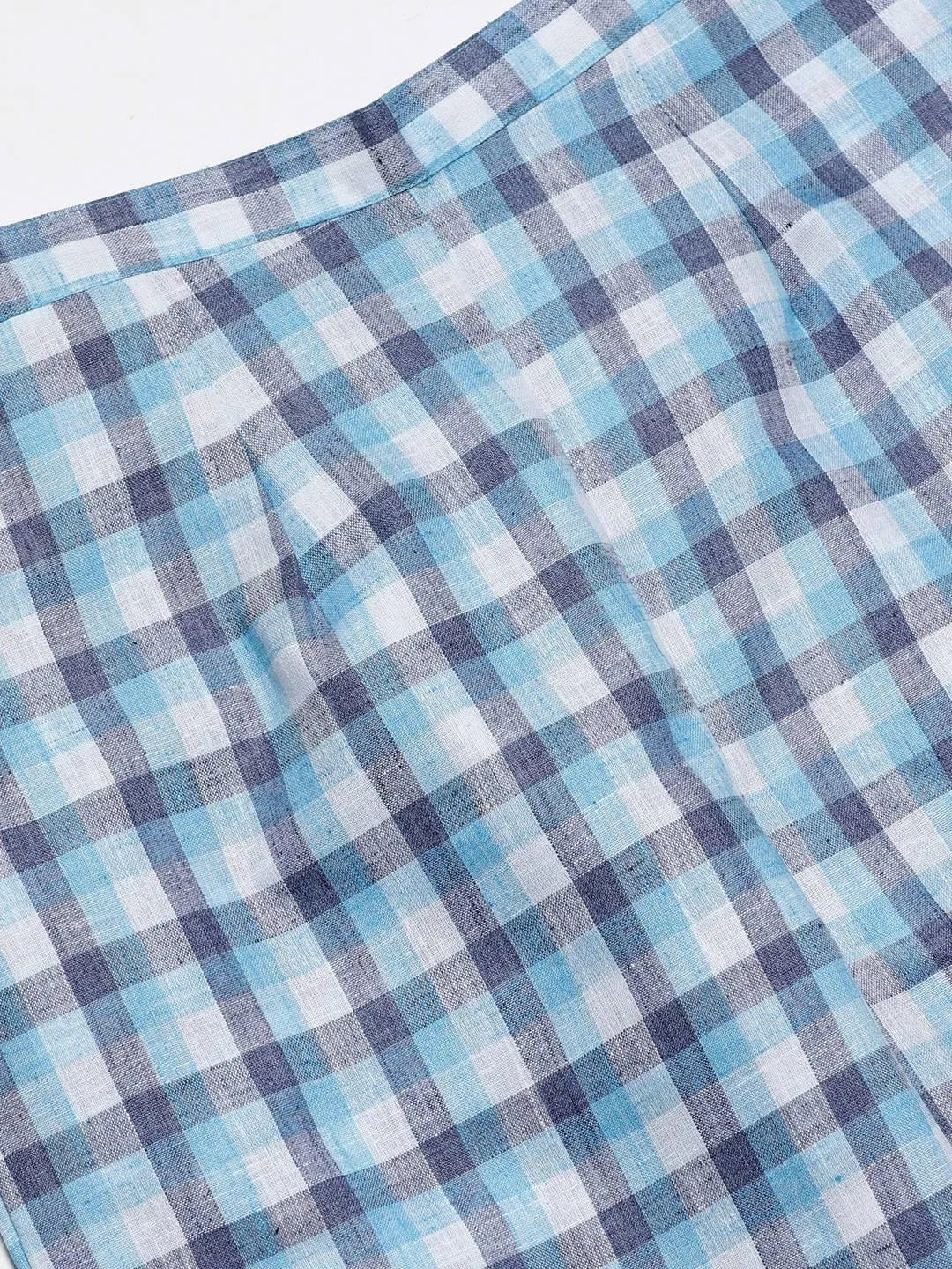 Blue Checkered Cotton Trousers - Libas 