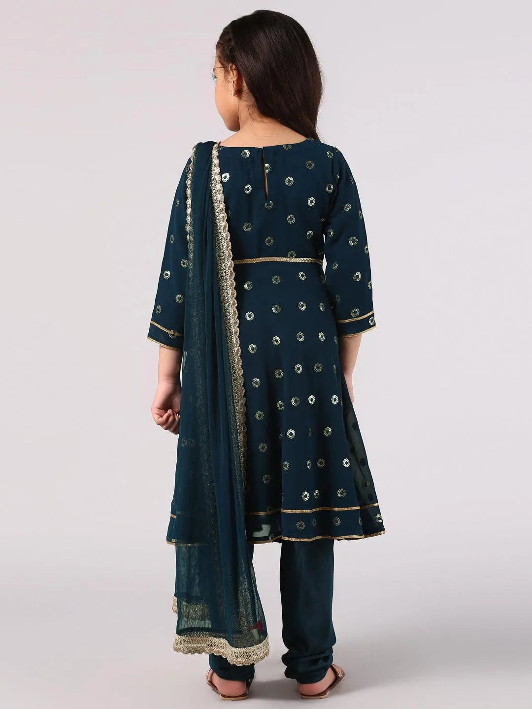 Blue Embroidered Georgette Suit Set - Libas