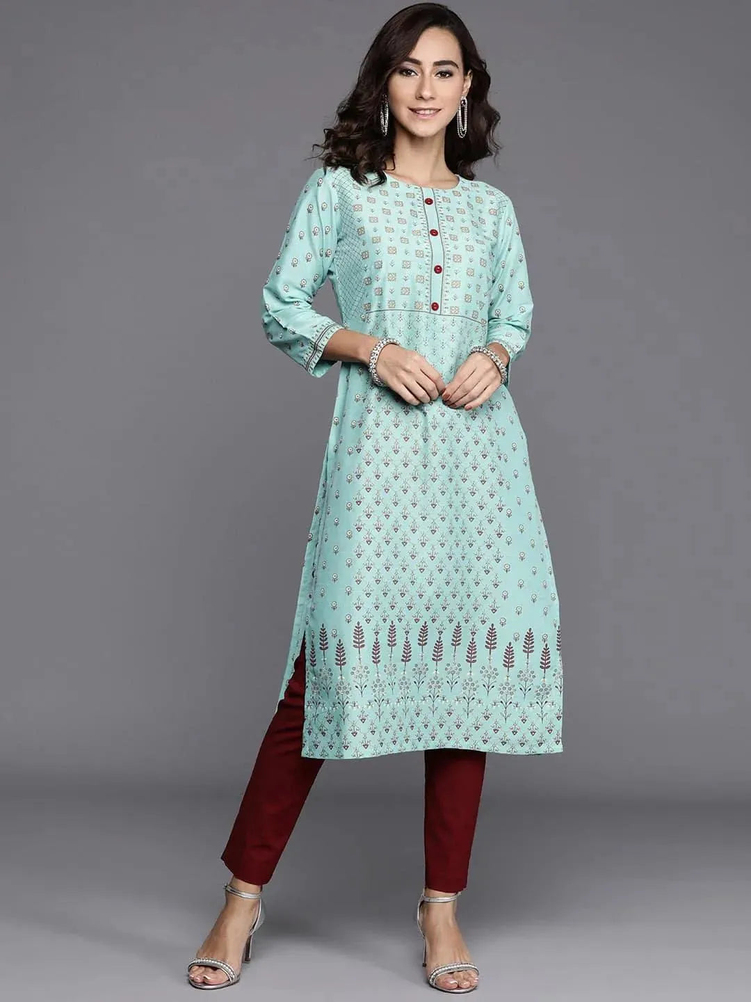 

Buy Blue Printed Chanderi Silk Kurta - 22042O- | Libas Ethnic Wear Online