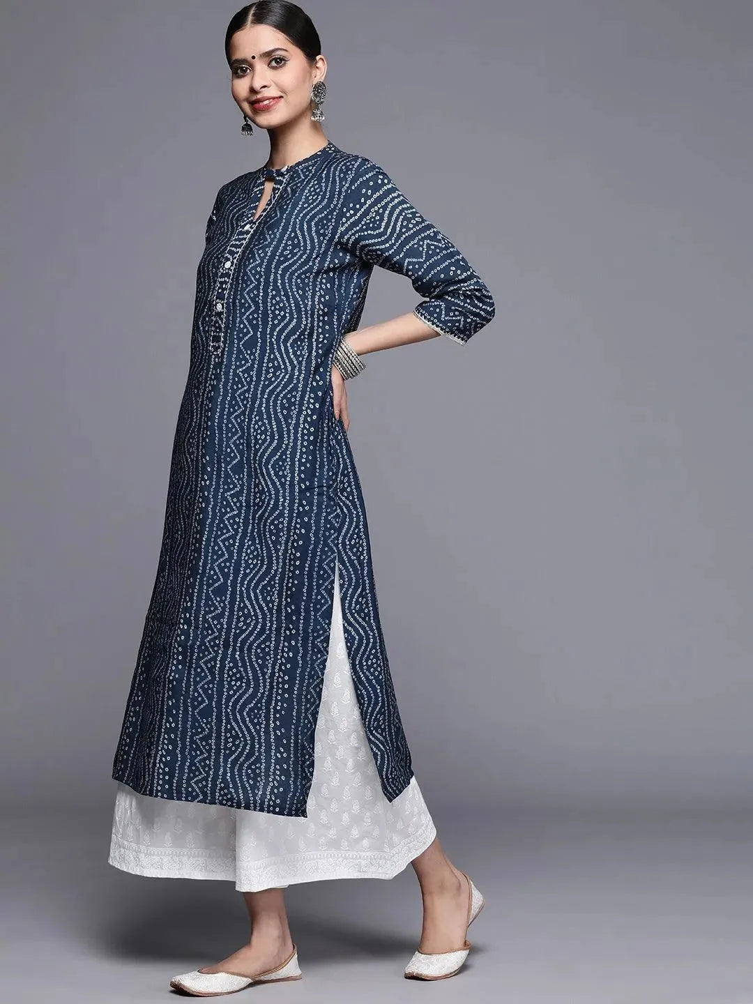 

Buy Blue Printed Chanderi Silk Kurta - 22151O-XS | Libas Ethnic Wear Online