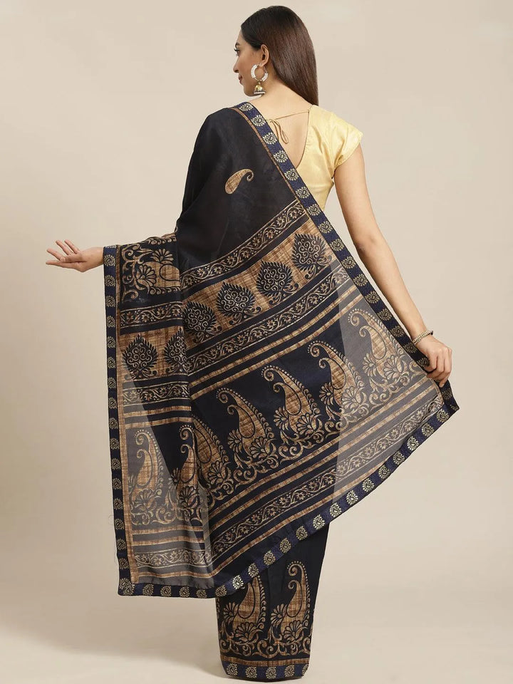 Blue Printed Chiffon Saree - Libas