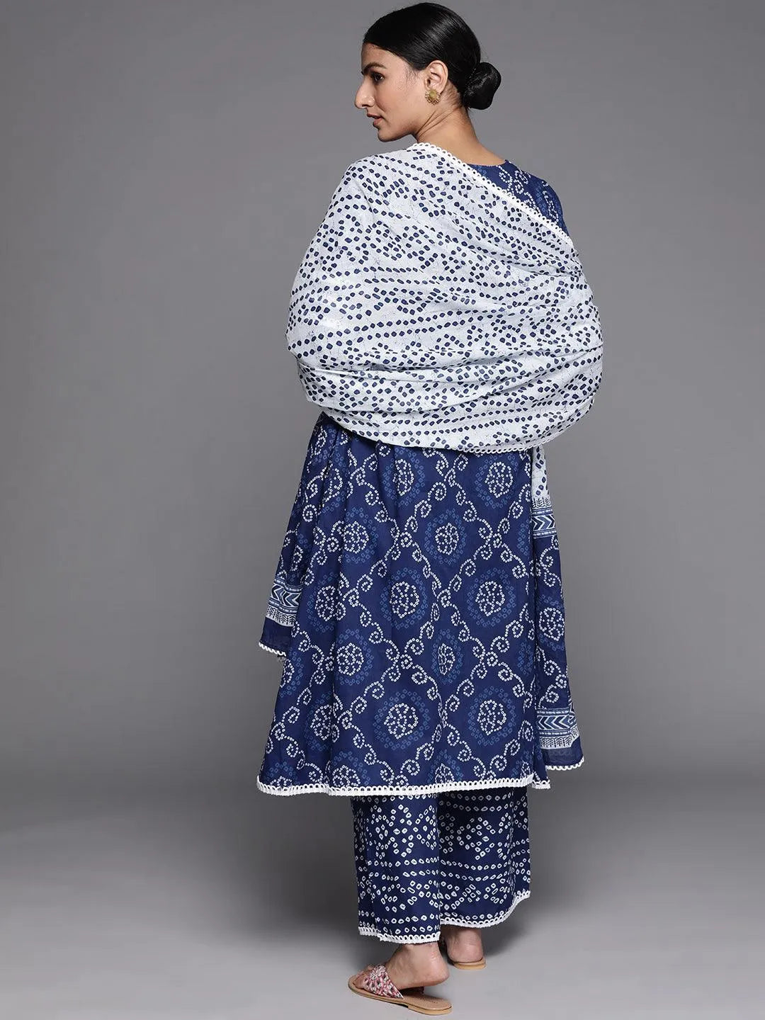 Blue Printed Cotton Suit Set - Libas