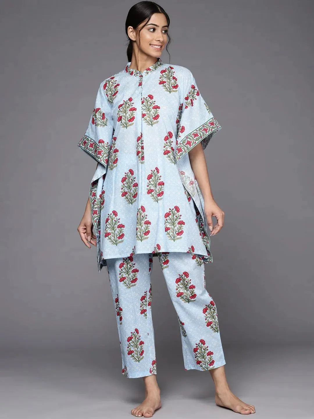 

Buy Blue Printed Cotton Night Suit - 50056- | Libas Ethnic Wear Online