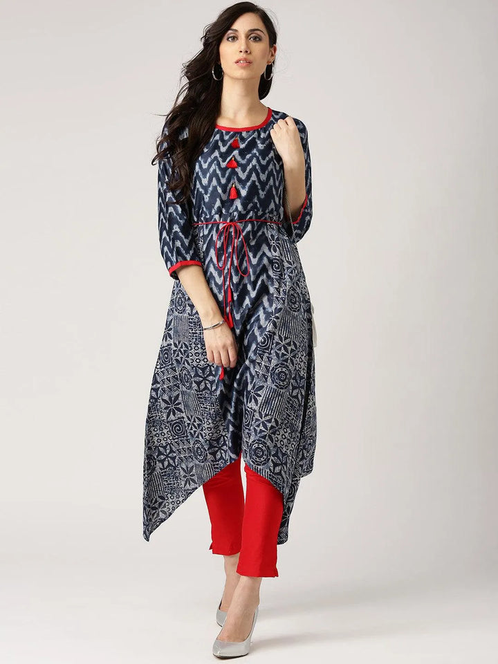 Blue Printed Cotton Kurta - Libas