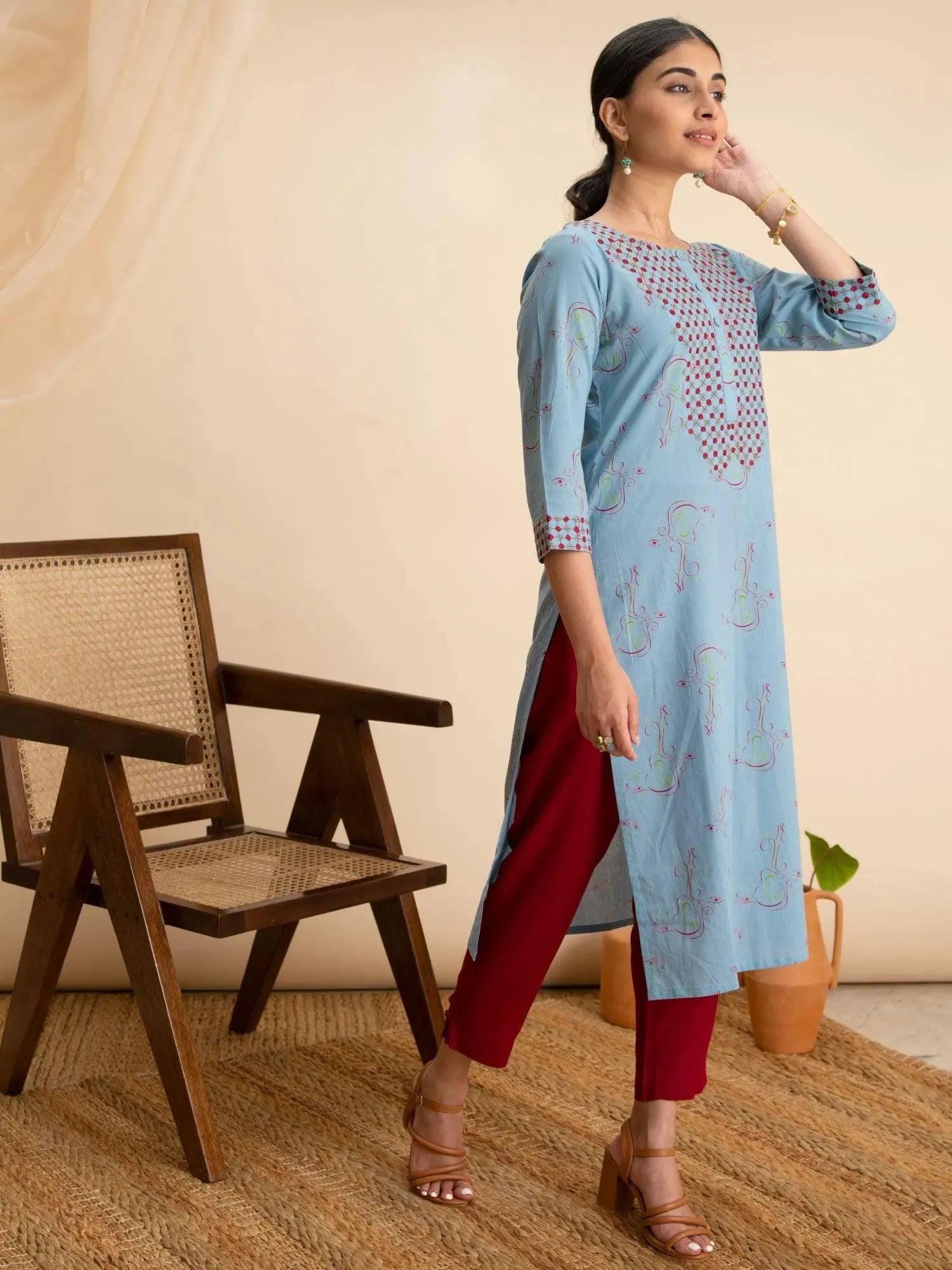 

Buy Blue Printed Cotton Kurta - 12052O-XS | Libas Ethnic Wear Online