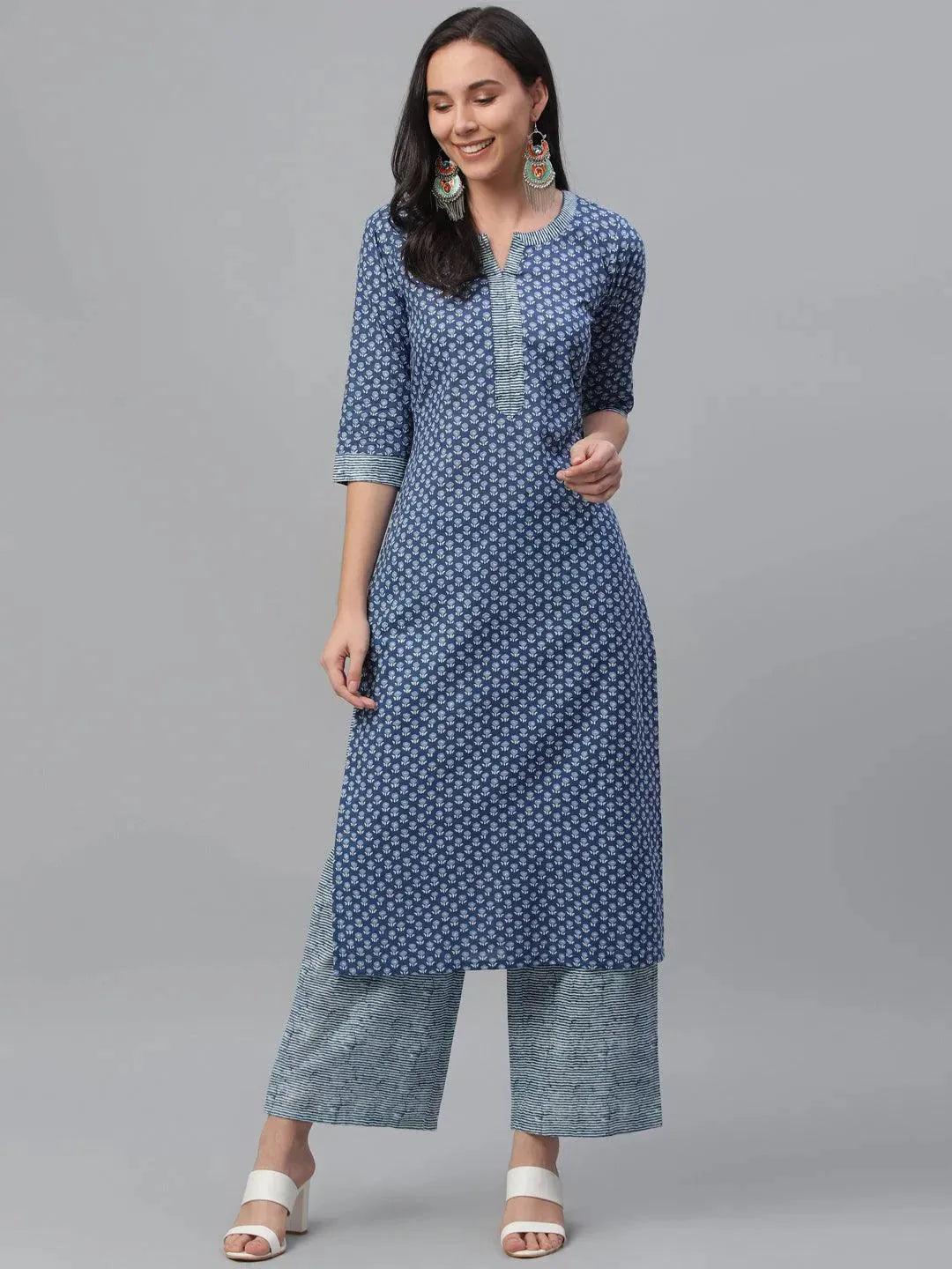 

Buy Blue Printed Cotton Kurta - 9141F-XS | Libas Ethnic Wear Online