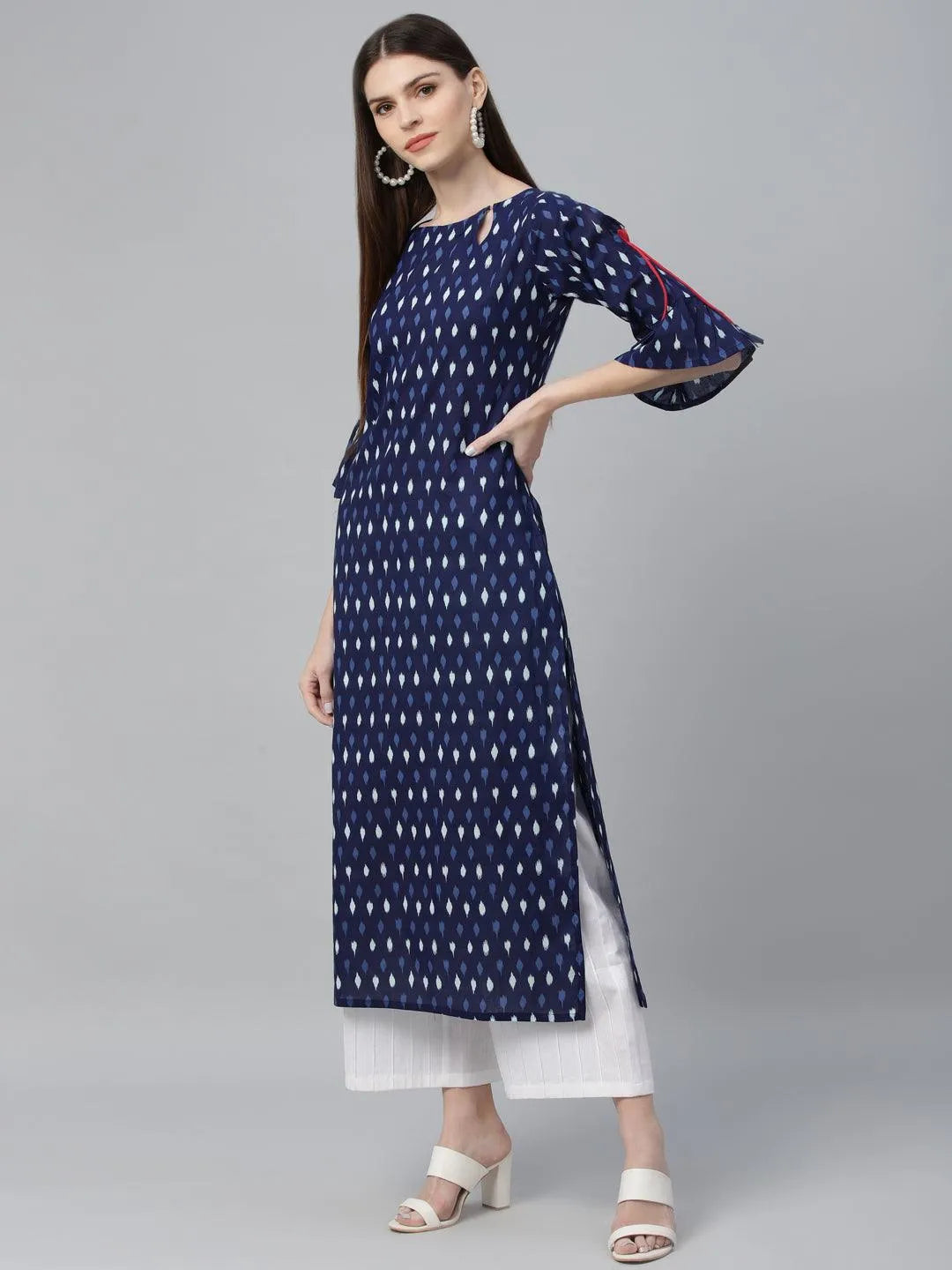 Blue Printed Cotton Kurta - Libas