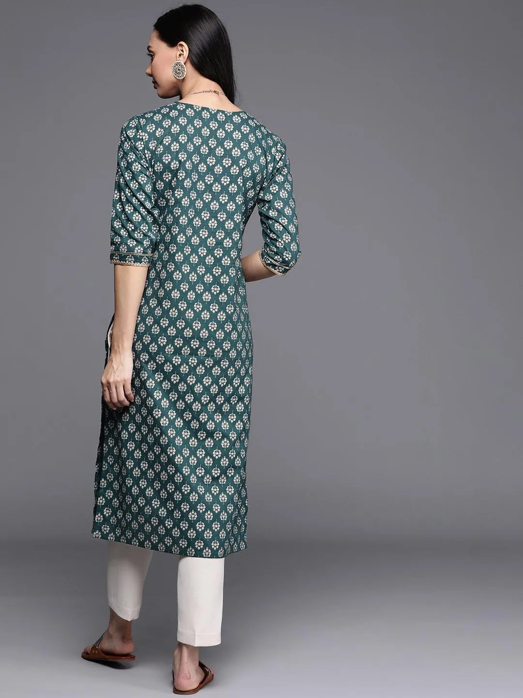 Blue Printed Cotton Kurta - Libas 