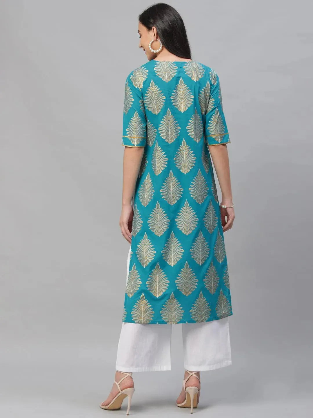 

Blue Printed Cotton Kurta