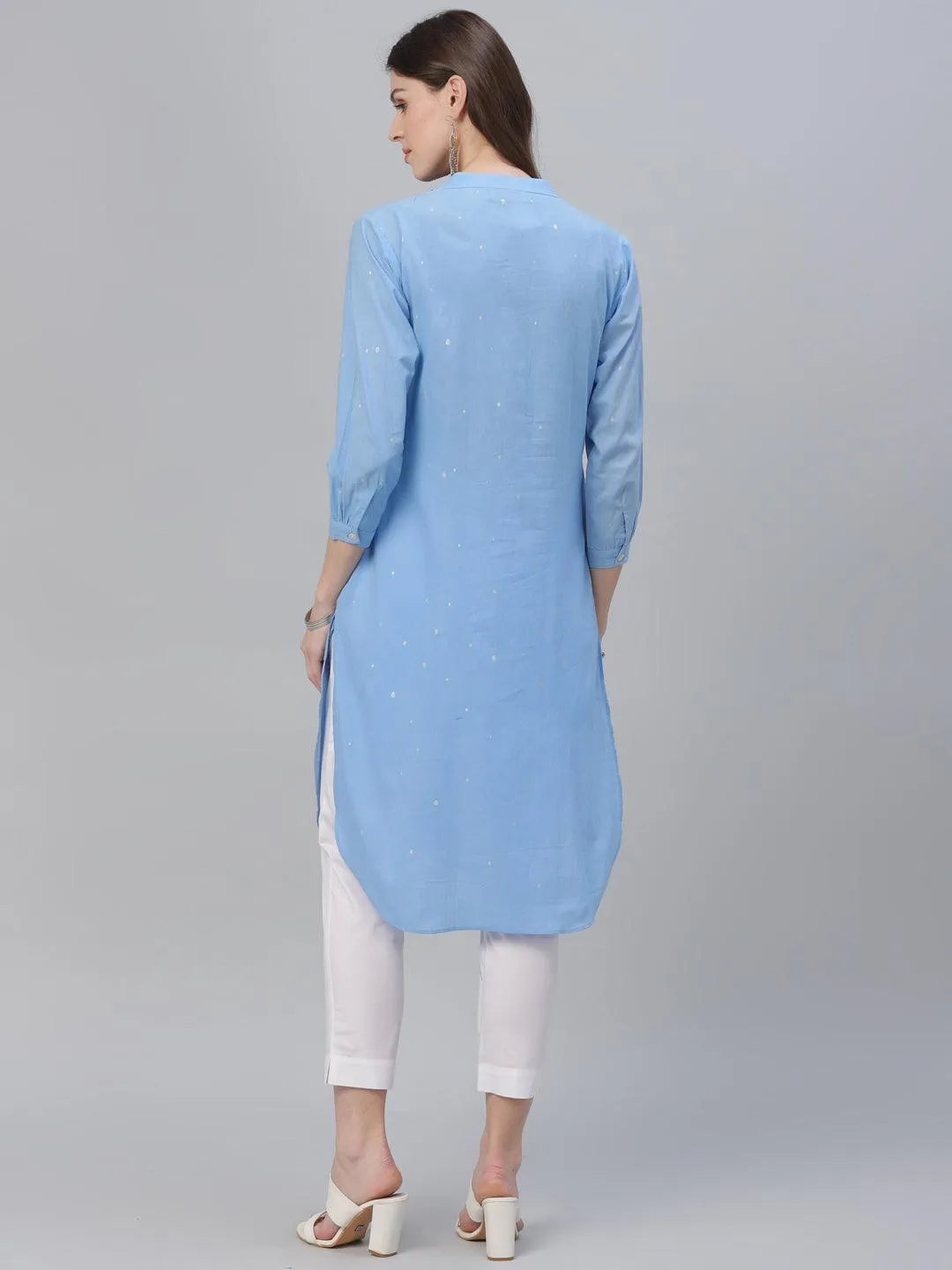 Blue Printed Cotton Kurta - Libas