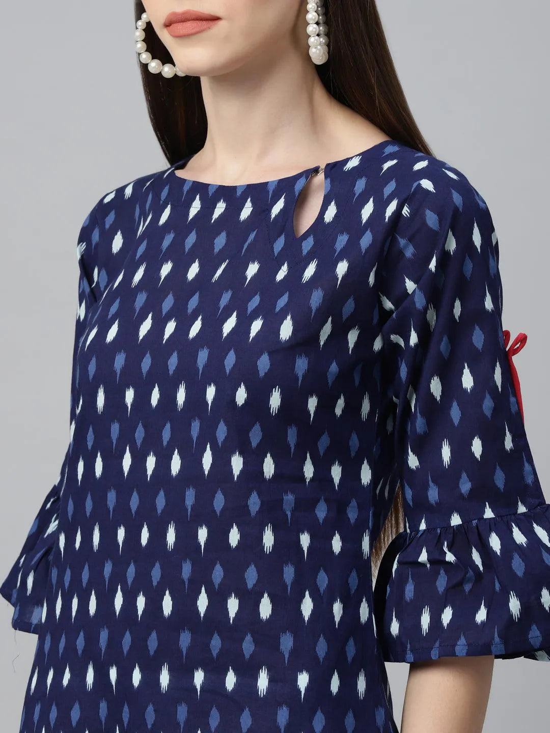 Blue Printed Cotton Kurta - Libas 