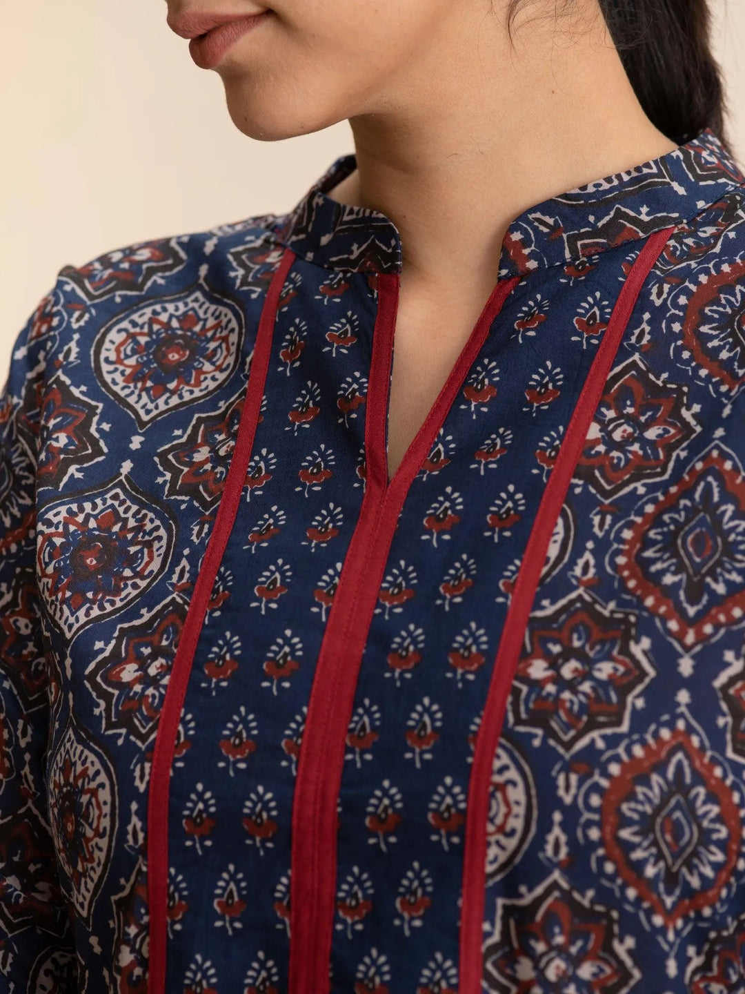 Blue Printed Cotton Kurta - Libas 