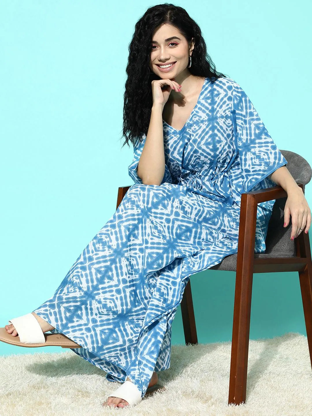 

Blue Printed Cotton Nightdress