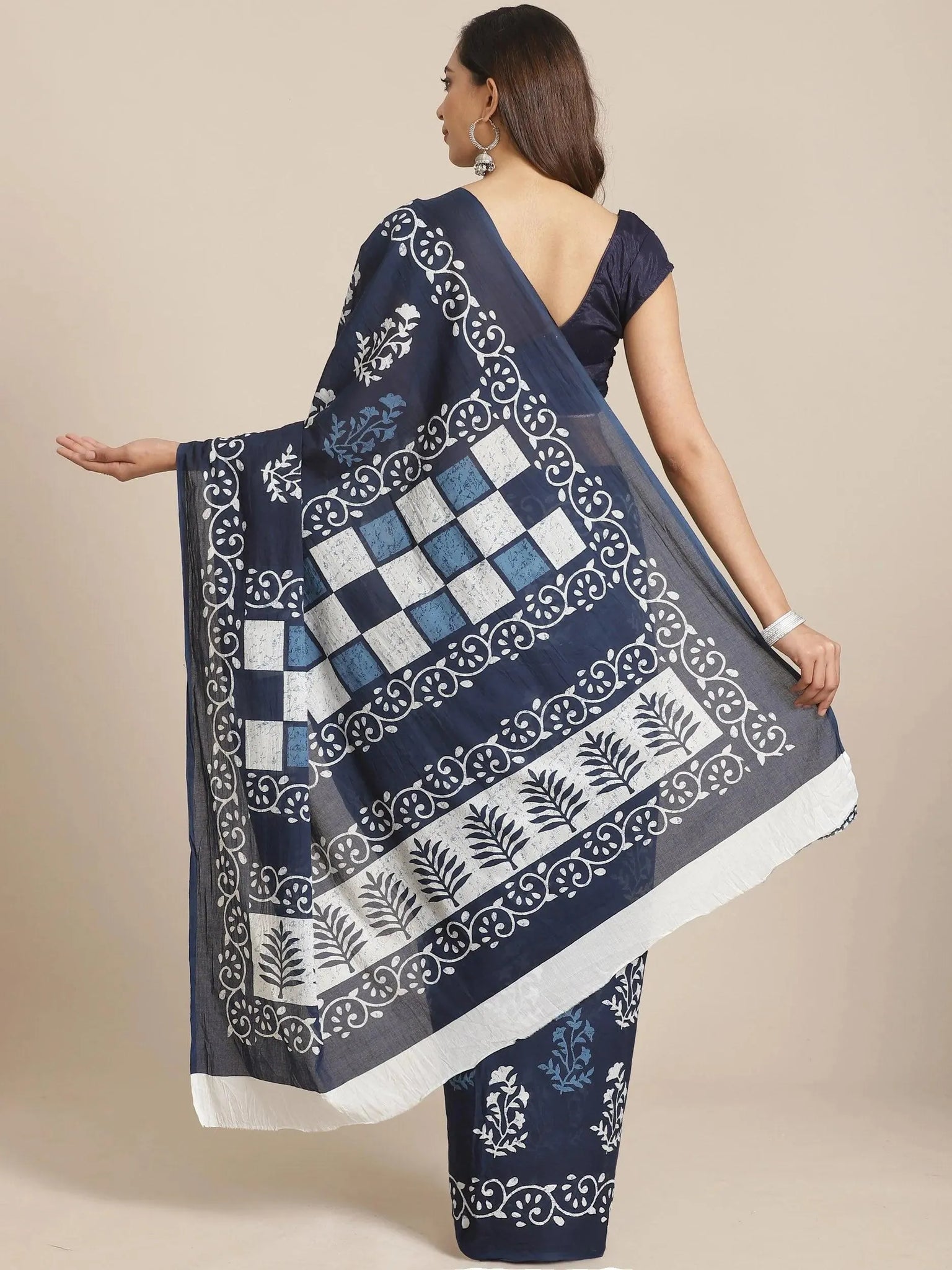 

Buy Blue Printed Cotton Saree - 14426 | Libas Ethnic Wear Online