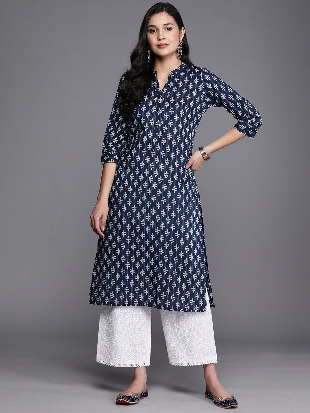 Buy Blue Printed Cotton Straight Kurta Online at Rs.784 | Libas