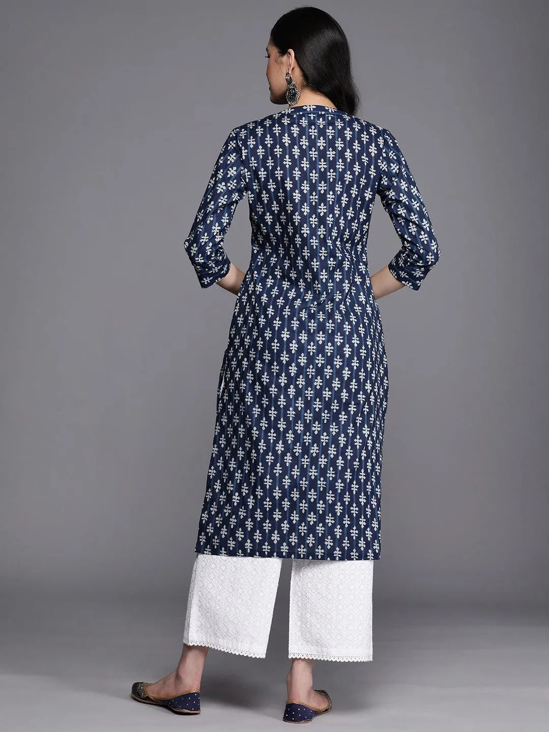 

Blue Printed Cotton Straight Kurta