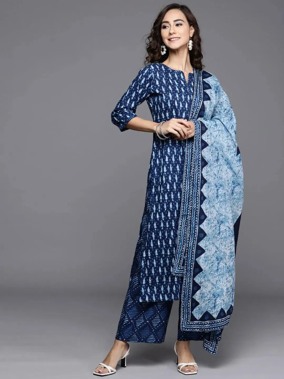 

Buy Blue Printed Cotton Suit Set - 20161O- | Libas Ethnic Wear Online