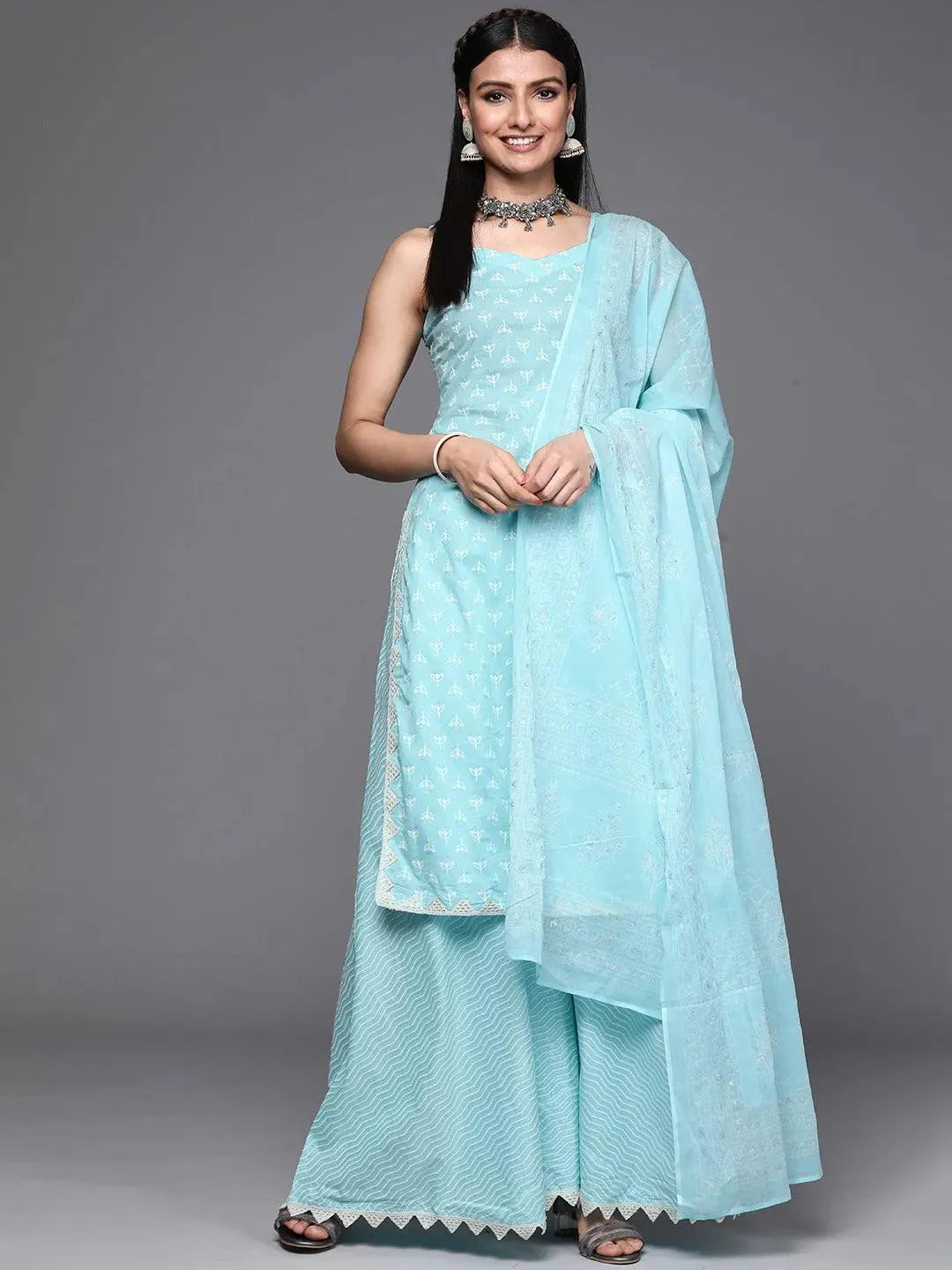 

Buy Blue Printed Cotton Suit Set - 33395O- | Libas Ethnic Wear Online