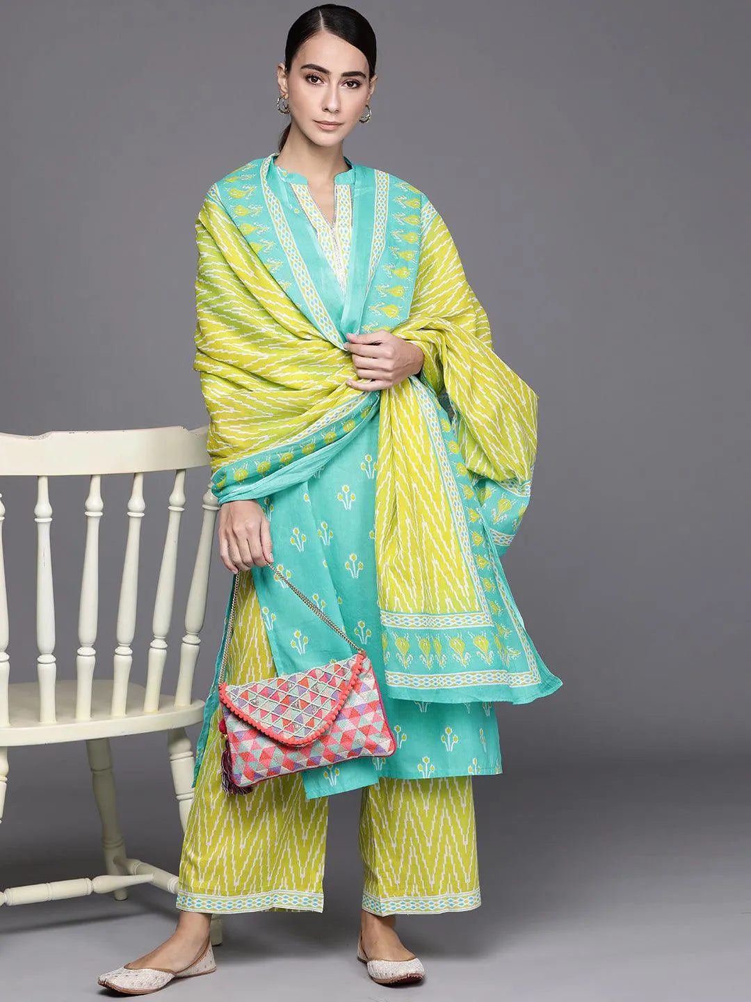 Blue Printed Cotton Suit Set - Libas