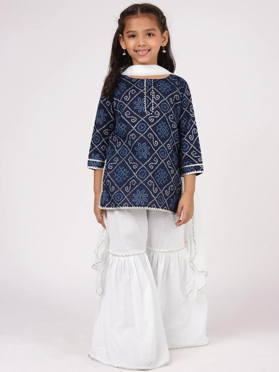 Blue Printed Cotton Suit Set - Libas 