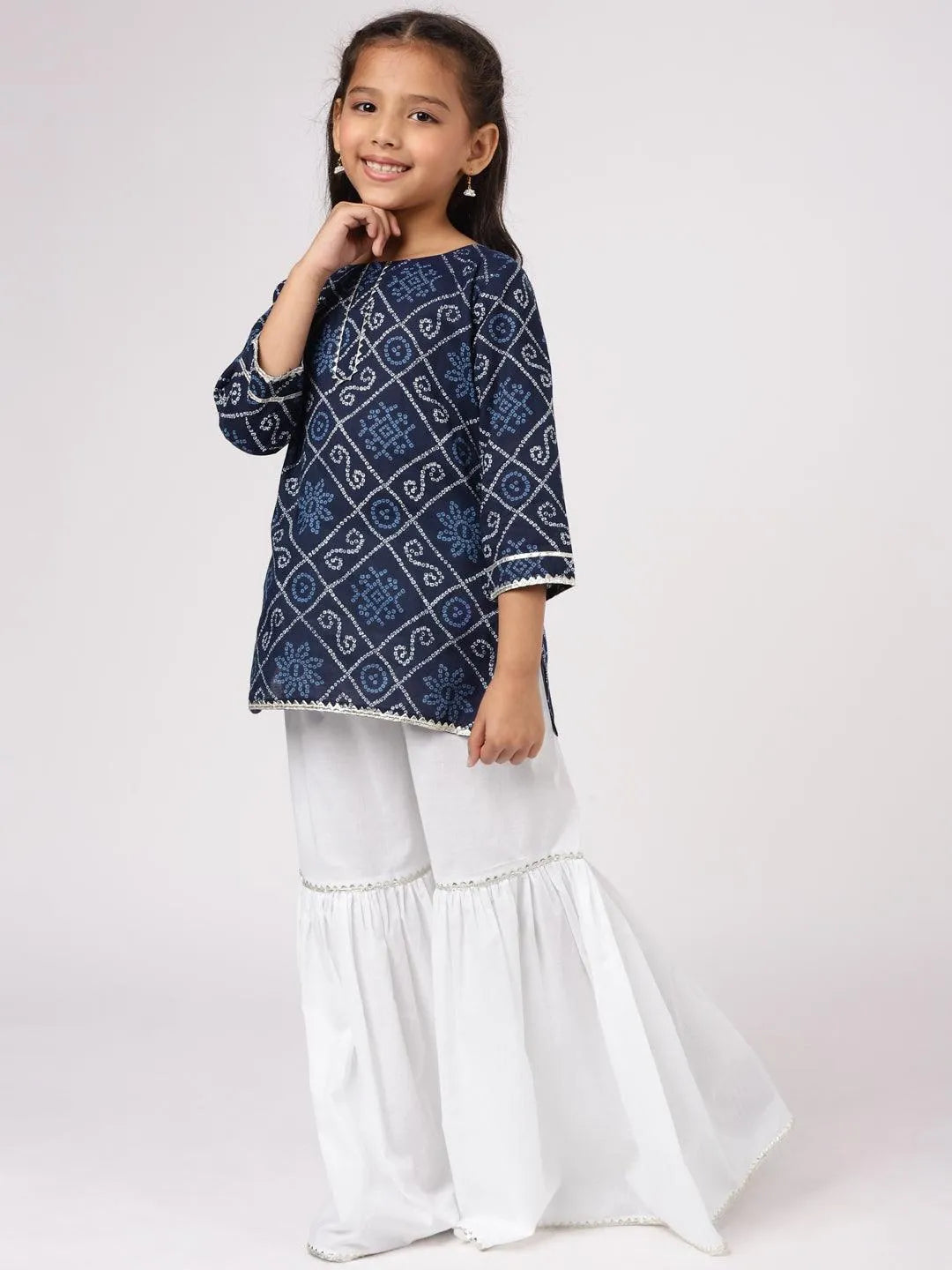 Blue Printed Cotton Suit Set - Libas 