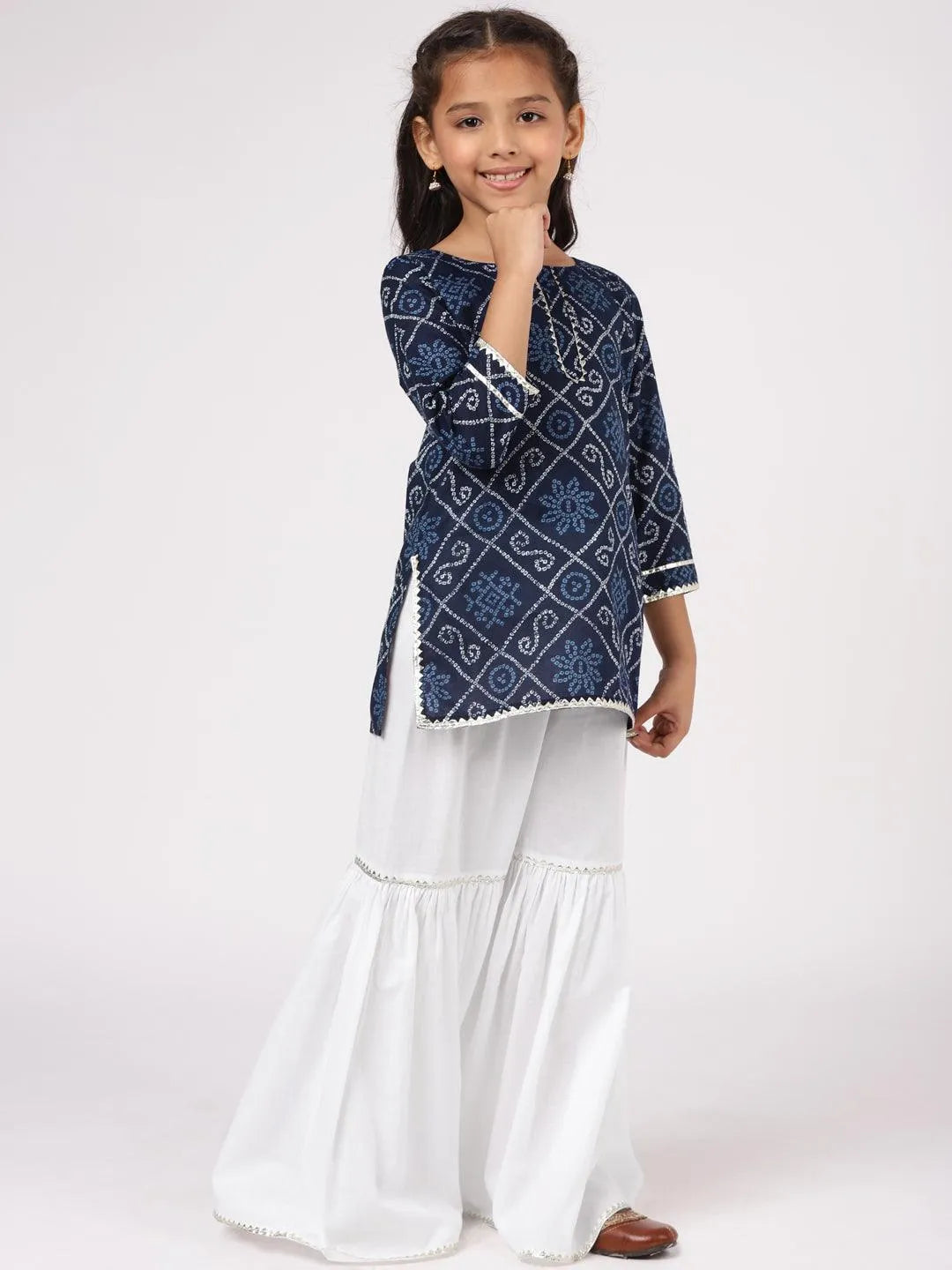 Blue Printed Cotton Suit Set - Libas 