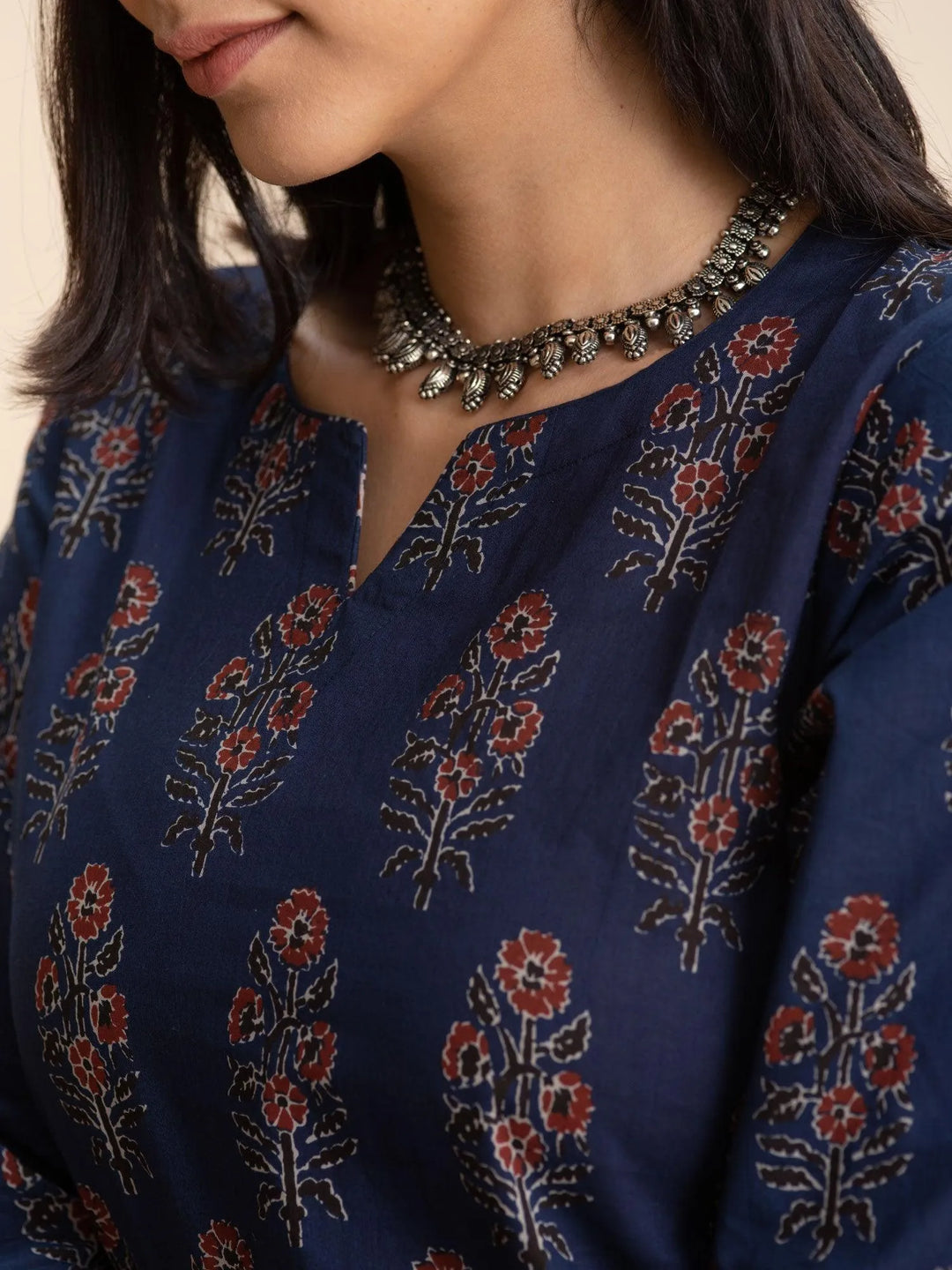 Blue Printed Cotton Kurta Set - Libas 