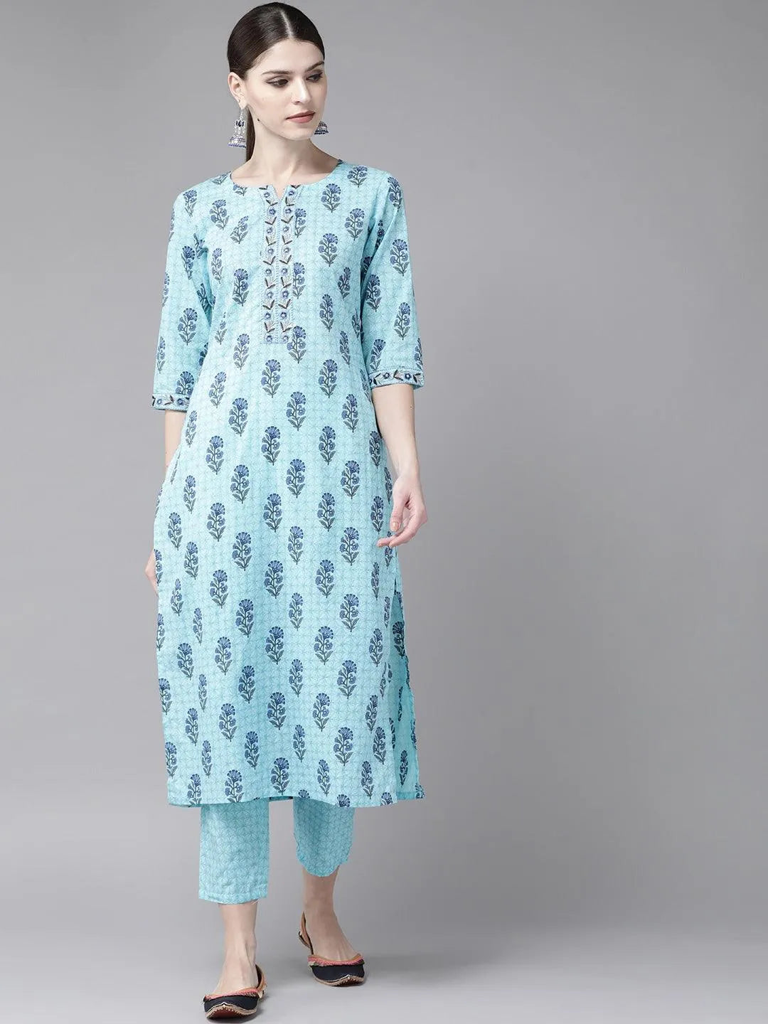 

Buy Blue Printed Cotton Kurta Set - 20288O- | Libas Ethnic Wear Online