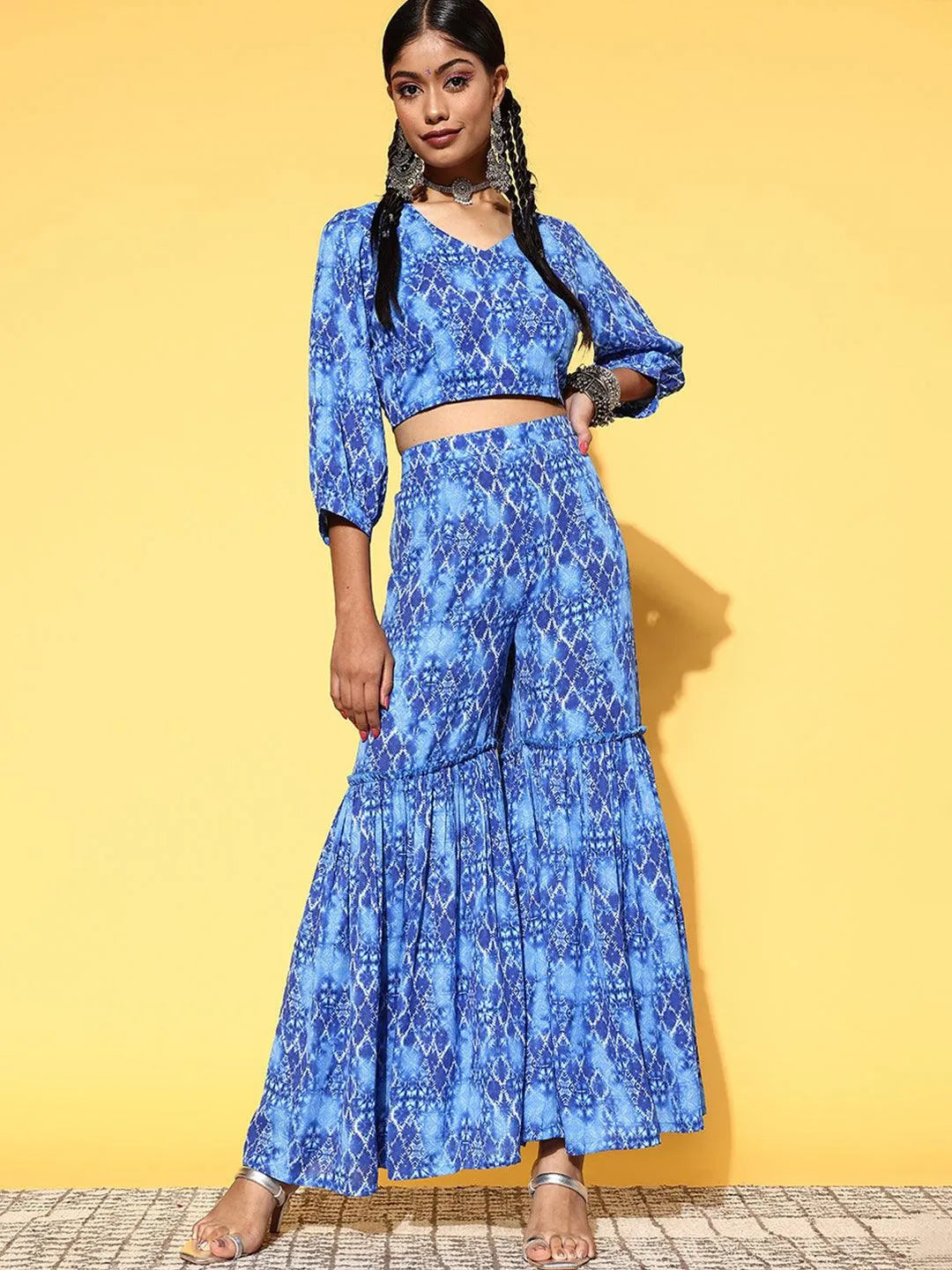 Blue Printed Georgette Co-Ords - Libas