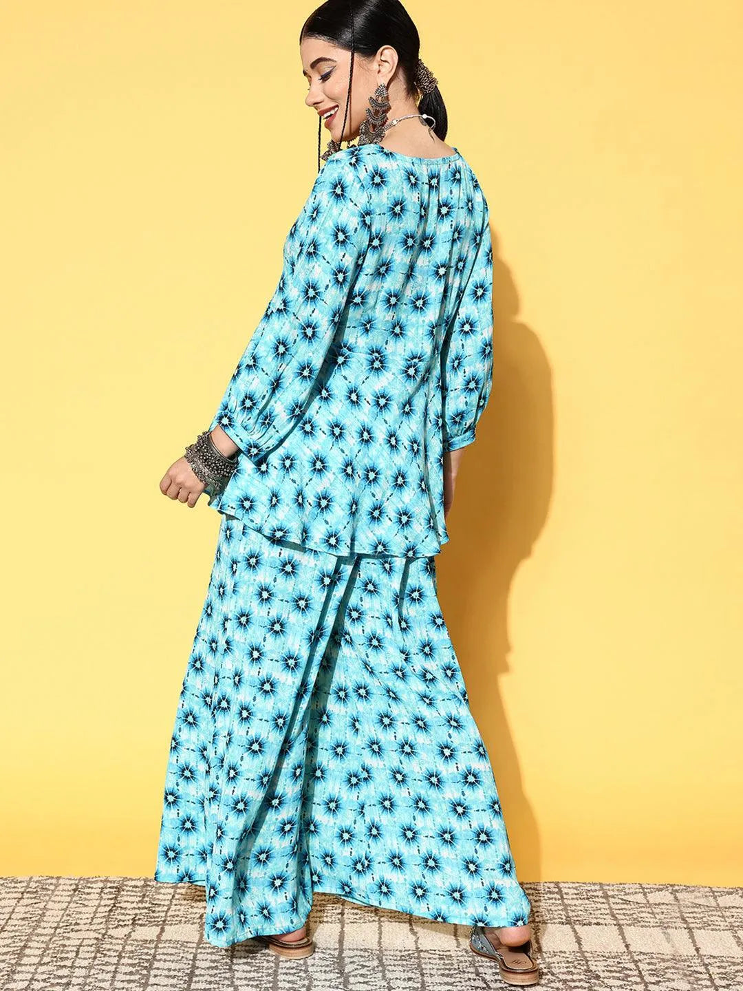 Blue Printed Georgette Co-Ords - Libas