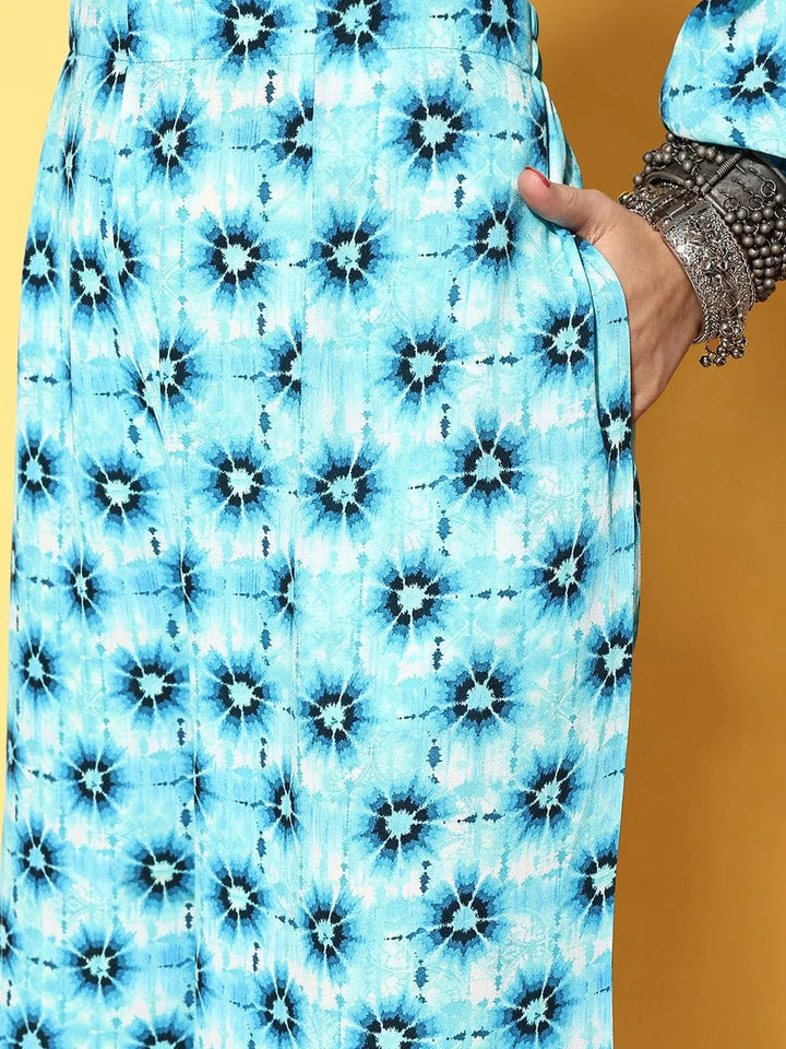 Blue Printed Georgette Co-Ords - Libas