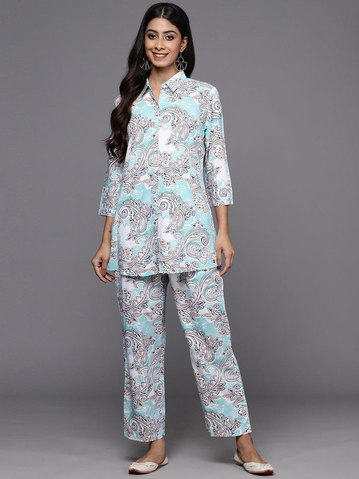 Blue Printed Rayon Co-Ords - Libas