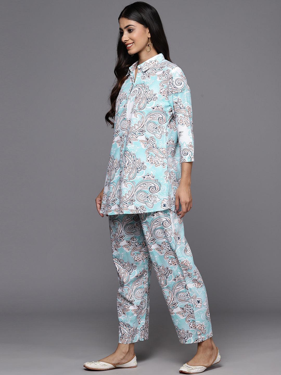 Blue Printed Rayon Co-Ords - Libas