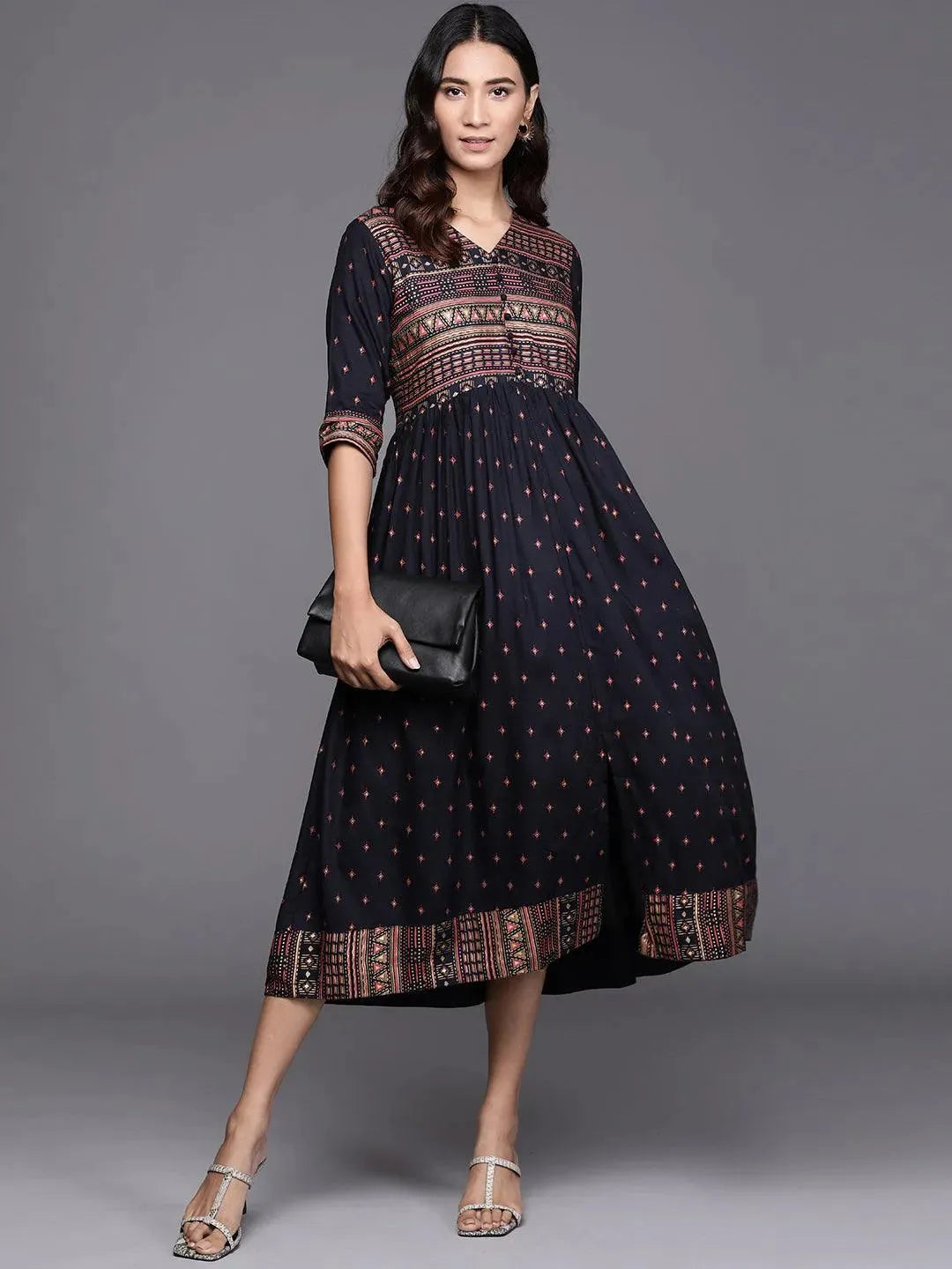 

Buy Blue Printed Rayon Dress - 22073O-XS | Libas Ethnic Wear Online