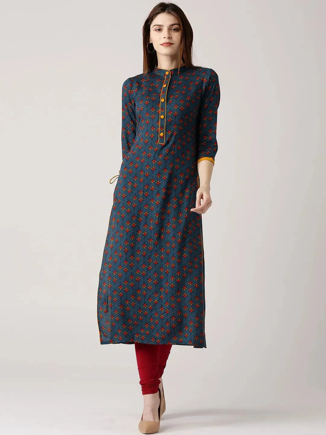 

Buy Blue Printed Rayon Kurta - 4577- | Libas Ethnic Wear Online