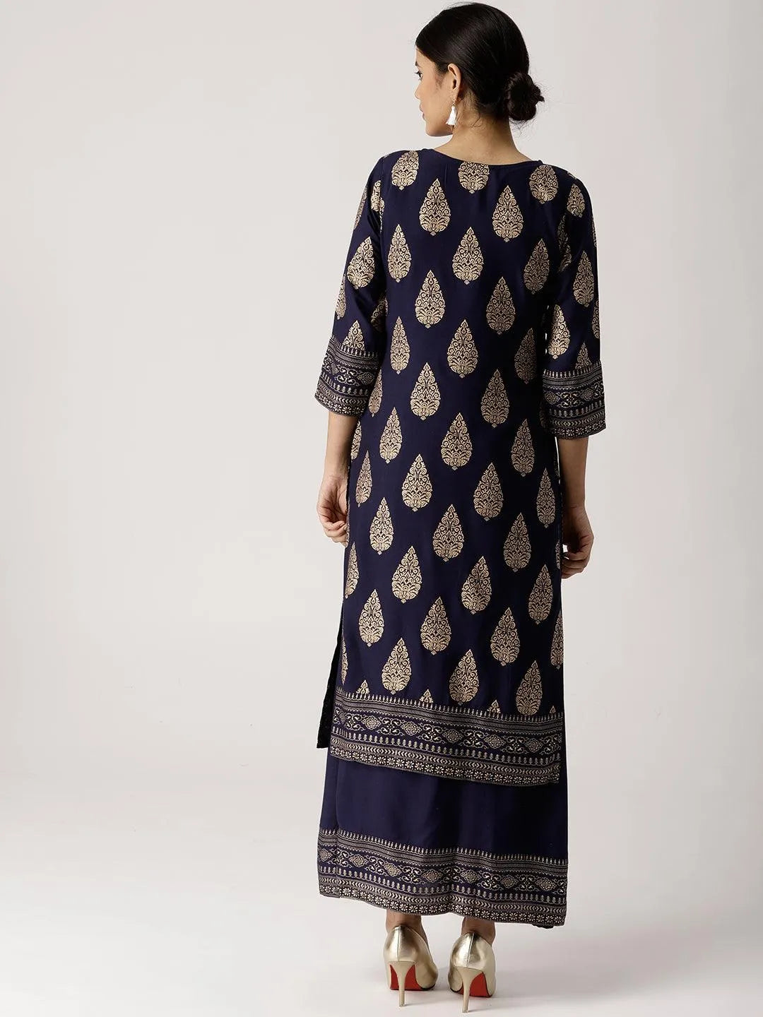 Blue Printed Rayon Kurta - Libas 