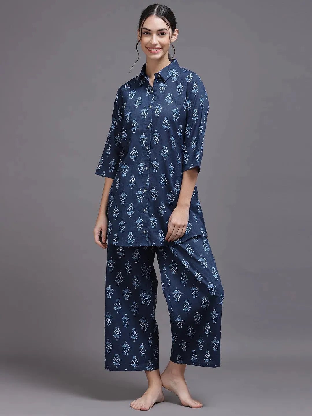 

Buy Blue Printed Rayon Night Suit - 50020- | Libas Ethnic Wear Online