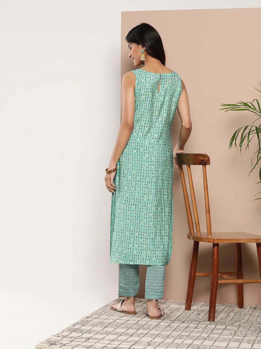 Blue Printed Silk Straight Kurta - Libas 