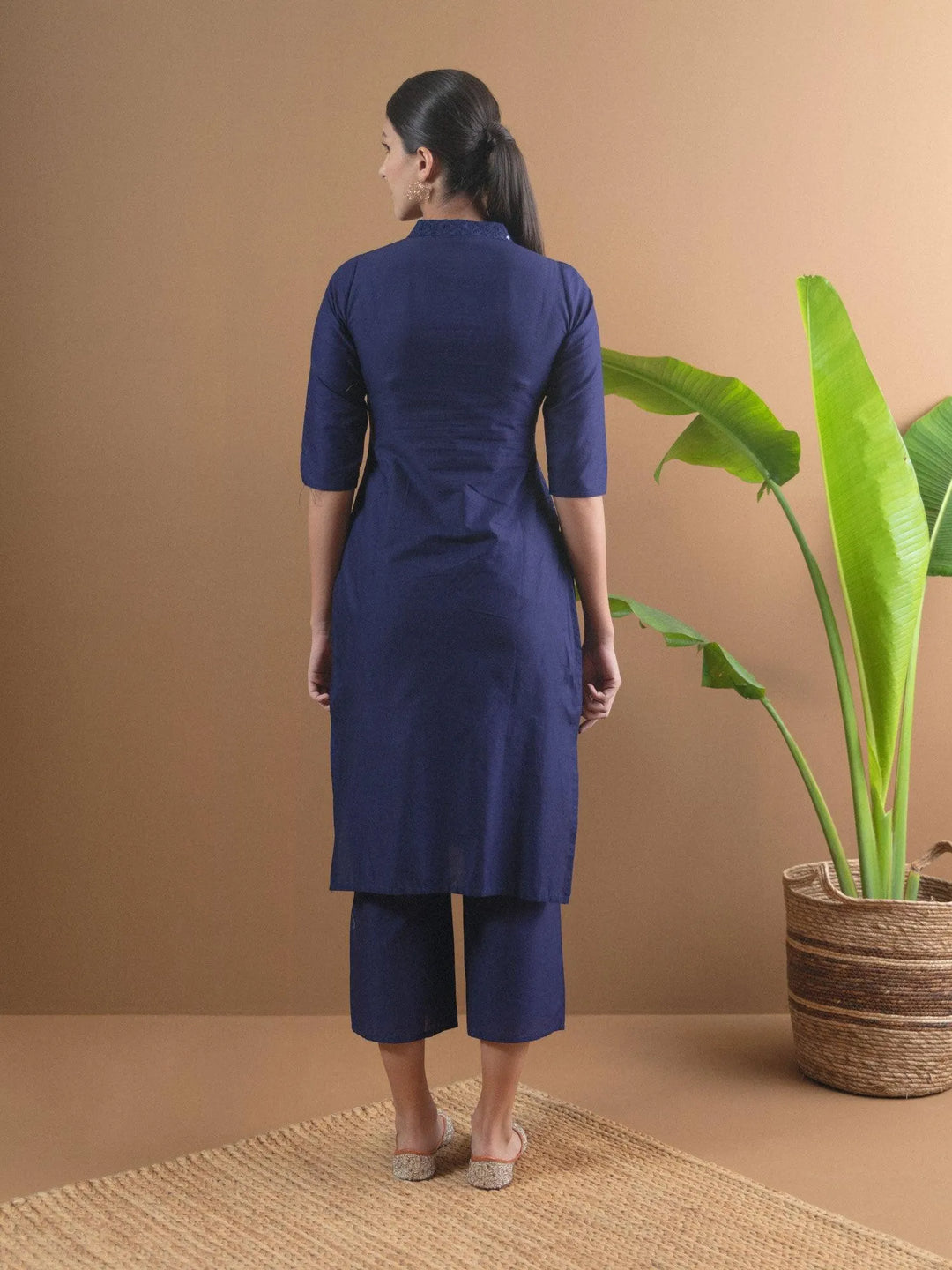 Blue Schiffli Cotton Kurta Set - Libas