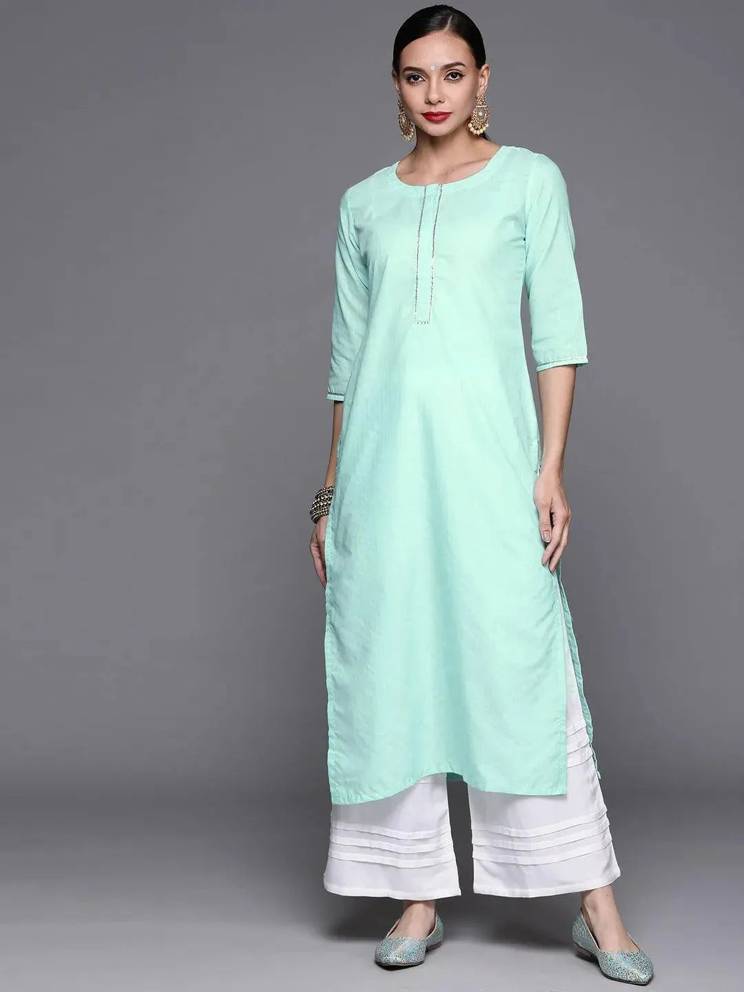 

Buy Blue Solid Cotton Kurta - 22111O-XS | Libas Ethnic Wear Online