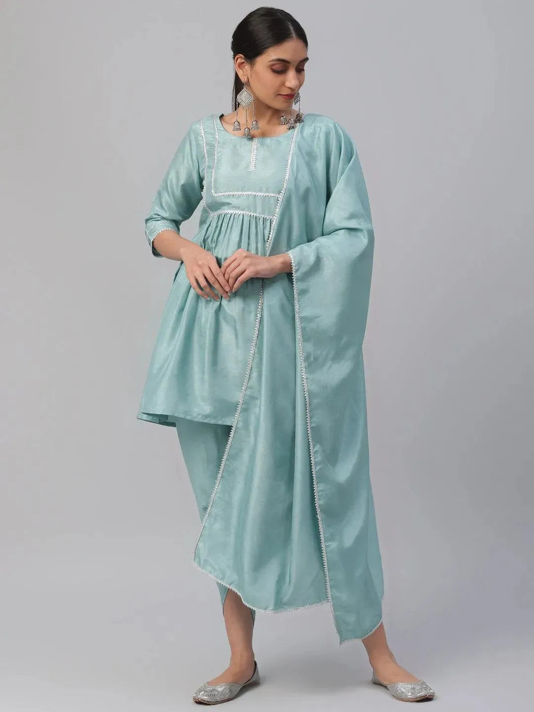 

Buy Blue Solid Polyester Suit Set - 6890-XS | Libas Ethnic Wear Online