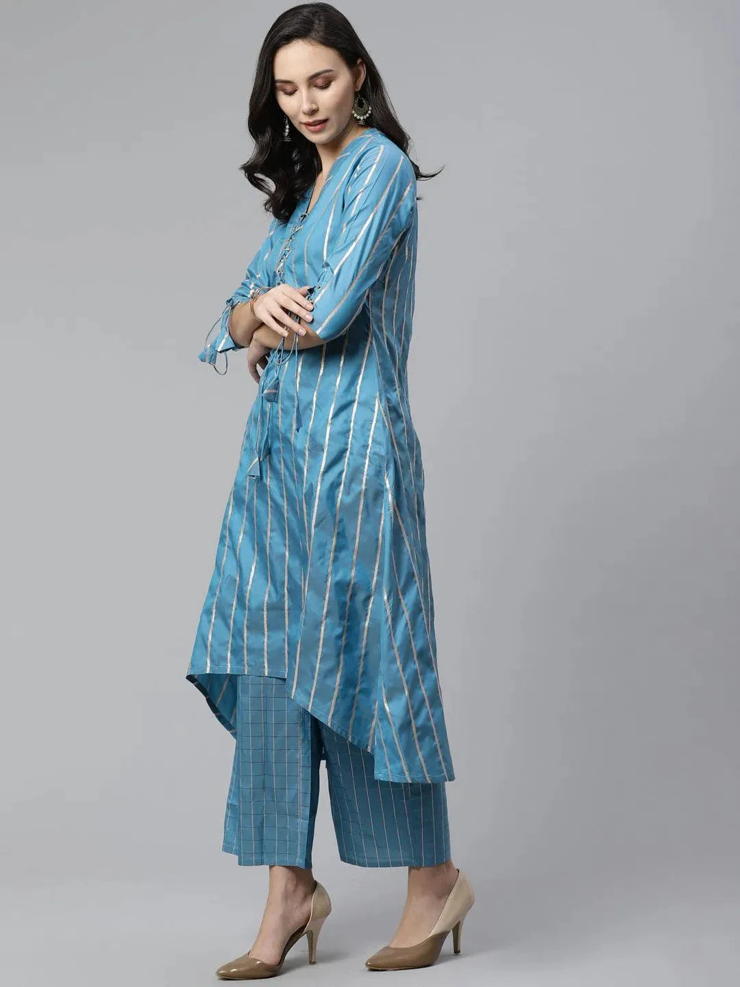 

Buy Blue Striped Chanderi Kurta Set - 6569MJ-XS | Libas Ethnic Wear Online