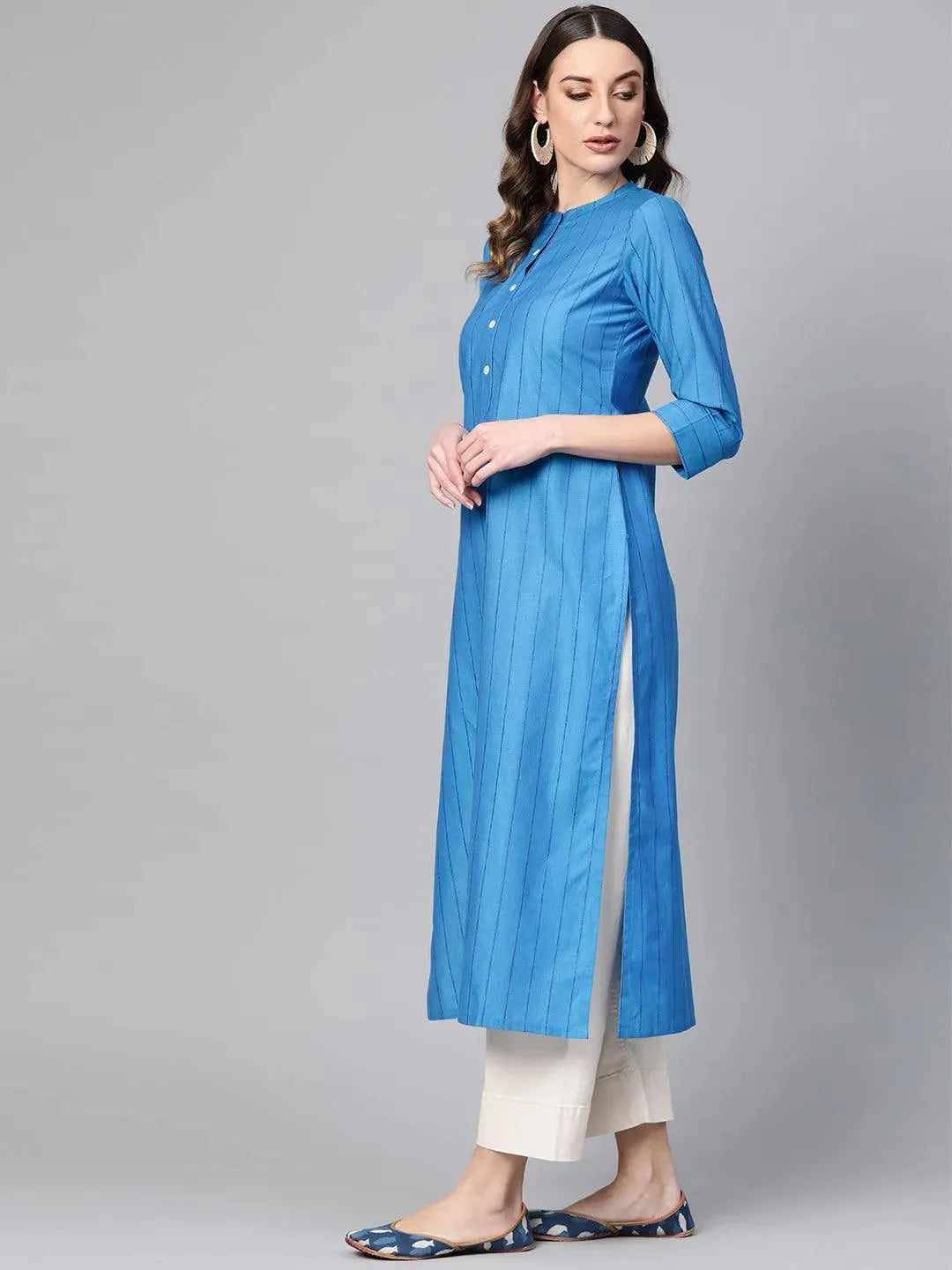 

Blue Striped Cotton Kurta