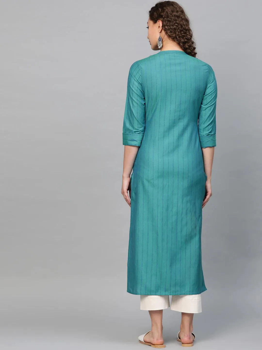 Blue Striped Cotton Kurta - Libas