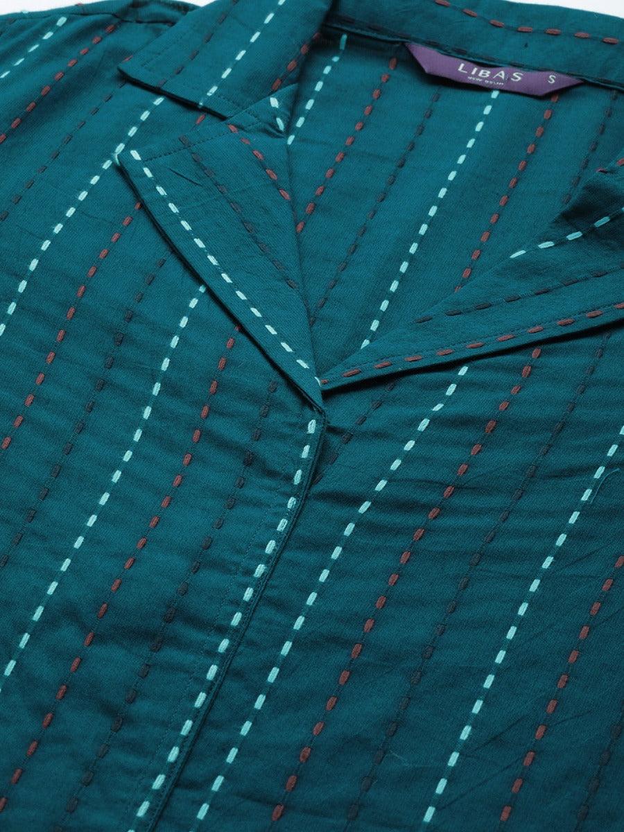 Blue Striped Cotton Kurta