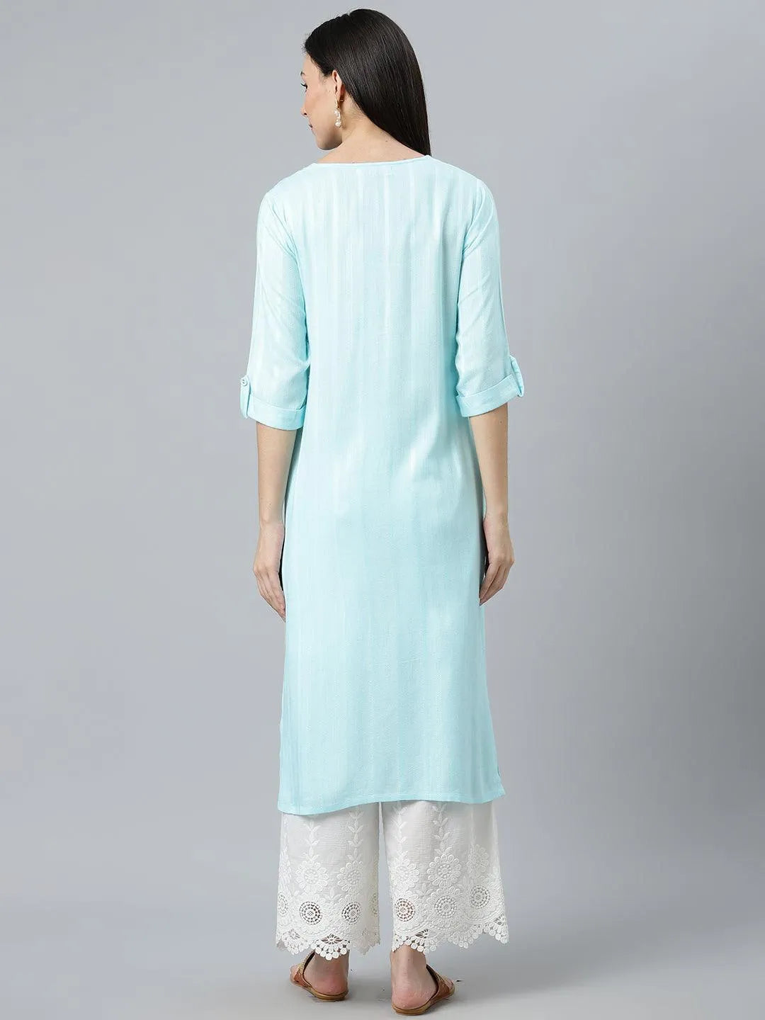 Blue Striped Rayon Kurta - Libas 