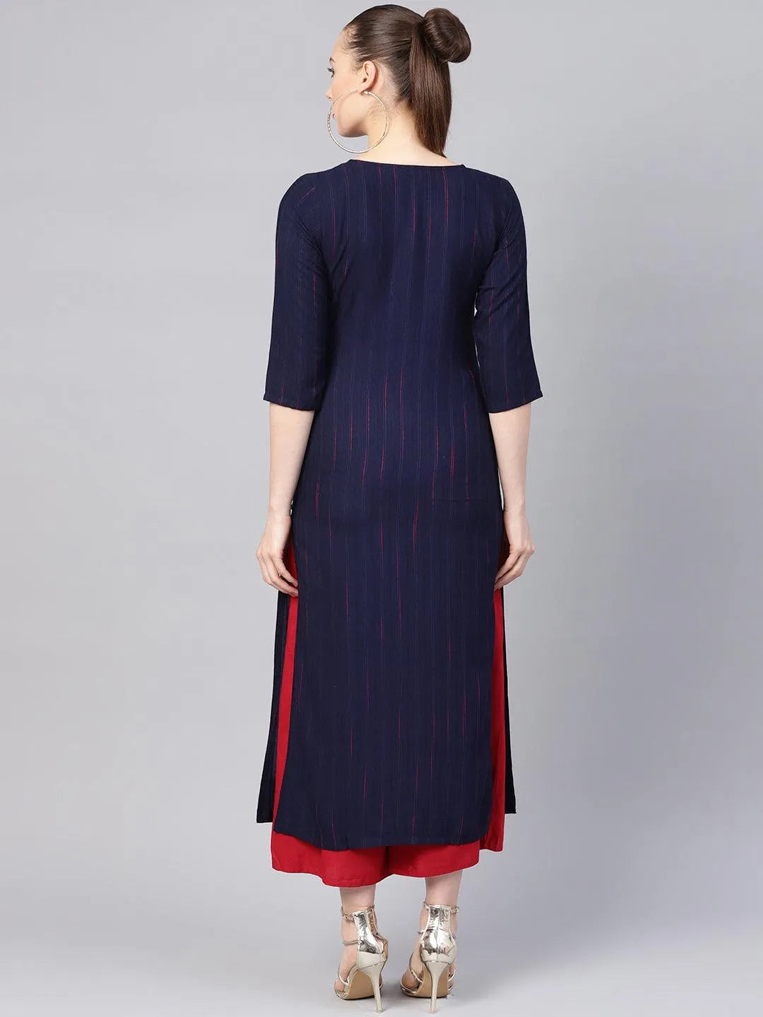 Blue Striped Rayon Kurta - Libas