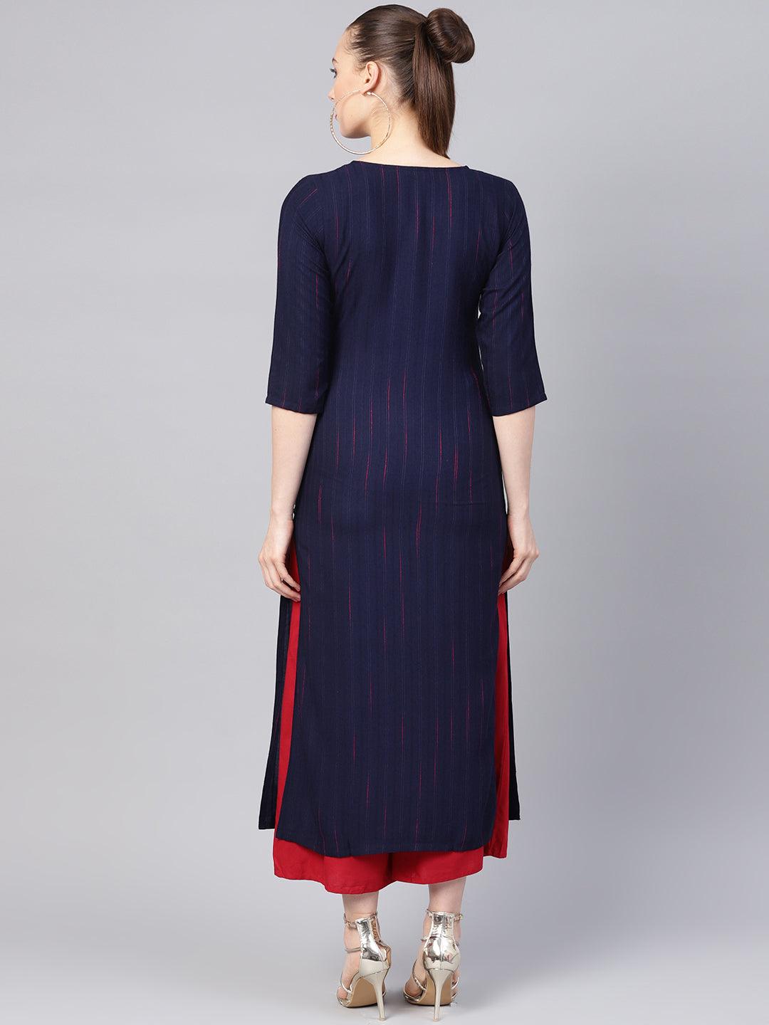 

Buy Blue Striped Rayon Kurta - 8352MJ-XXL | Libas Ethnic Wear Online
