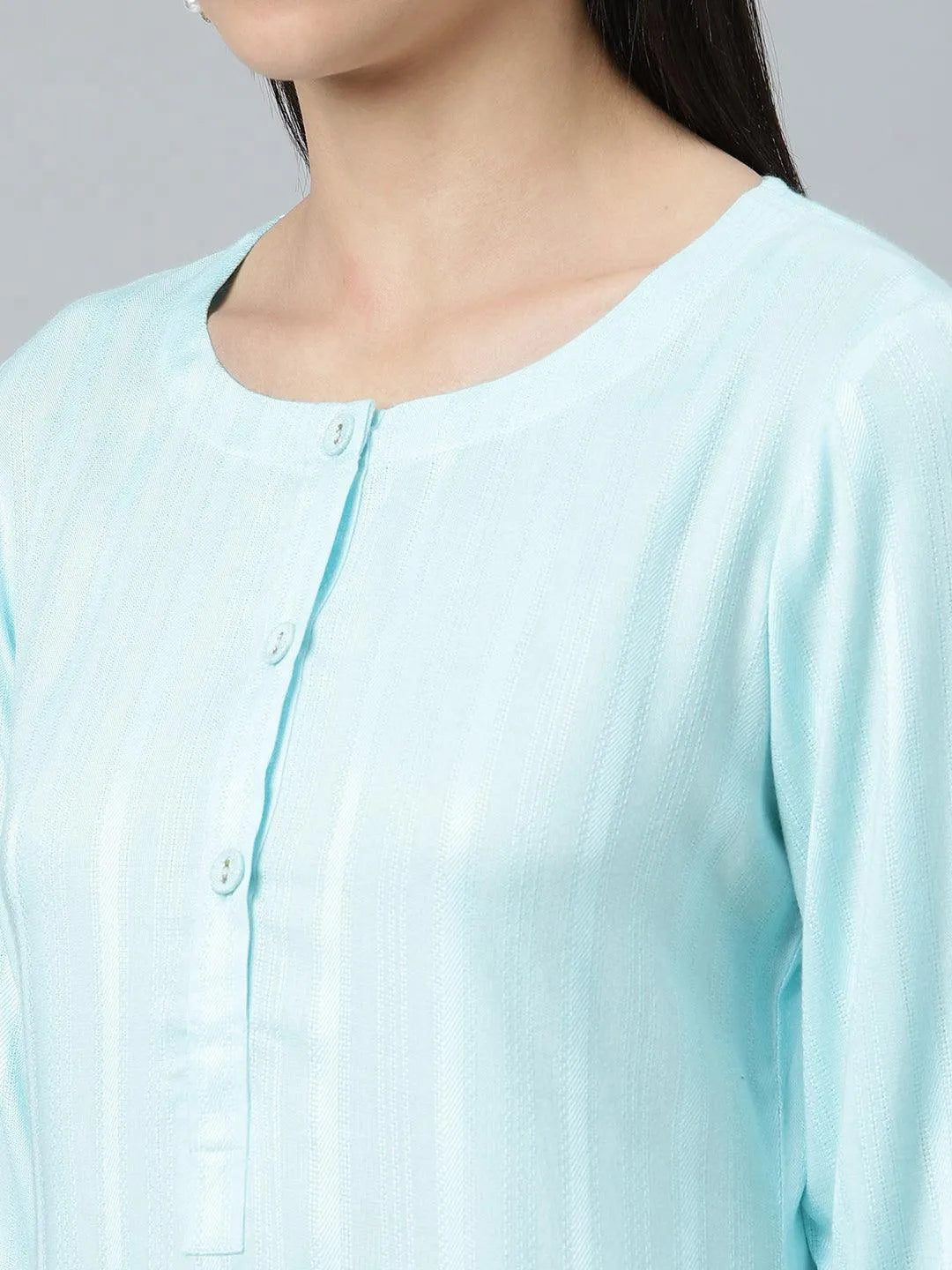 Blue Striped Rayon Kurta - Libas